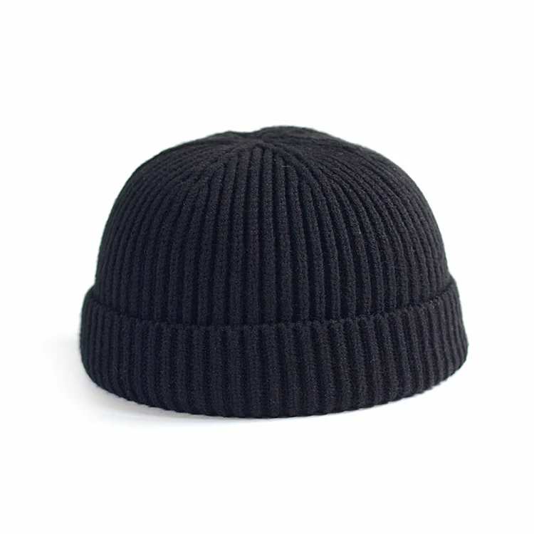 

Low MOQ Custom Embroidery Logo Winter Warm Melon Short Woolen Hats 100% Acrylic Knitted short Beanie Hat