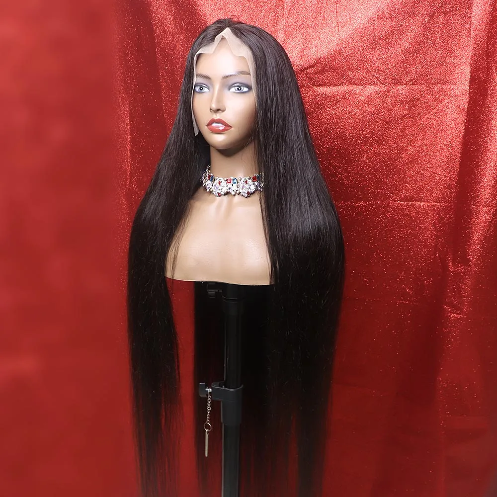 

Wholesale 40inch Cuticle Aligned Virgin Lace Frontal Wig Silky Straight 13x4 Transparent Lace Long inch Front Wig Hot Selling