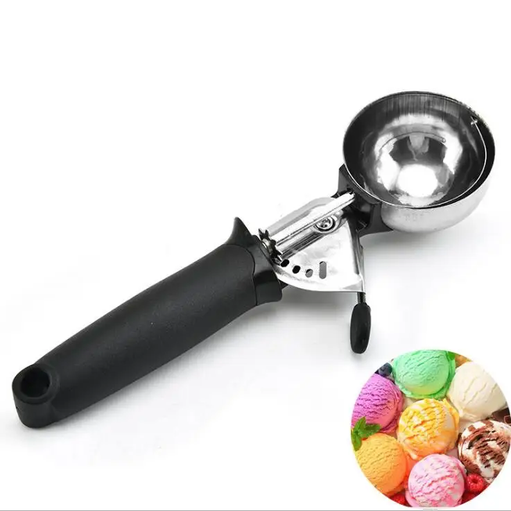 

1pcs Ice Creams Scoop Fruit Spoon Stainless Steel Ice Creams Spoon Mashed Potato Watermelon Spoons Ice Ball Kitchen Tool, Black, pink