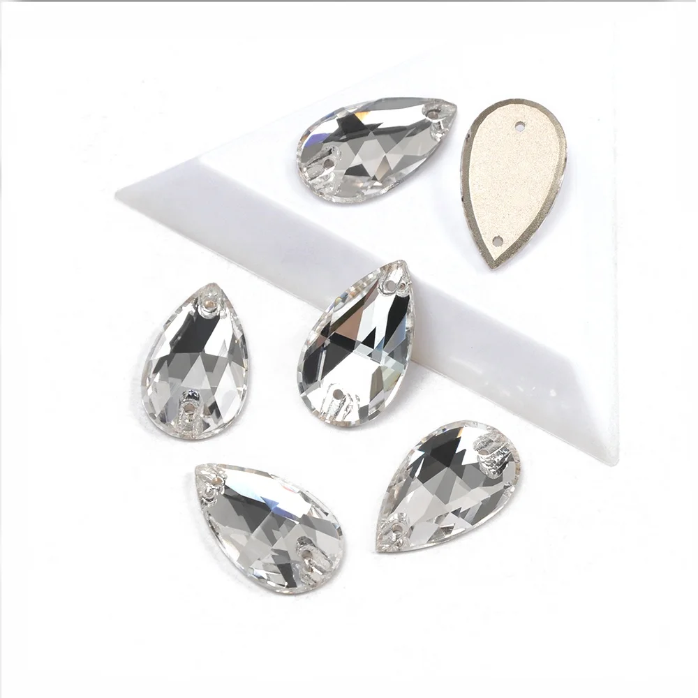 

YANRUO 3230 All Sizes Clear Teardrop Flatback Crystal Sewing Stones Strass Rhinestone For Wedding Decoration, Clear crystal