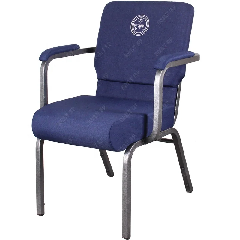 Stackable church chairs with armrest printing logo interlocking church chair