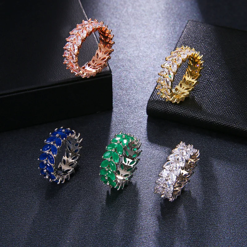 

Luxury Copper Jewelry Hips Hops Cubic Zircon Single Row Drill Men's Full Diamond Ring