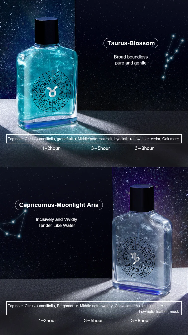 Manufacturer Wholesale Designer Firmament Star Galaxy  Qiucksand Gold 12 Constellation Mens Perfume