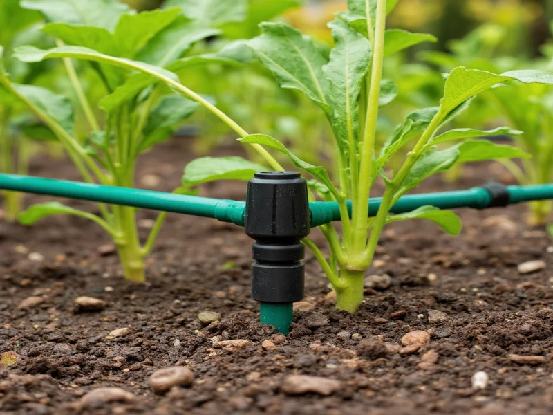 Temperature compensated drip irrigation system in vegetable garden