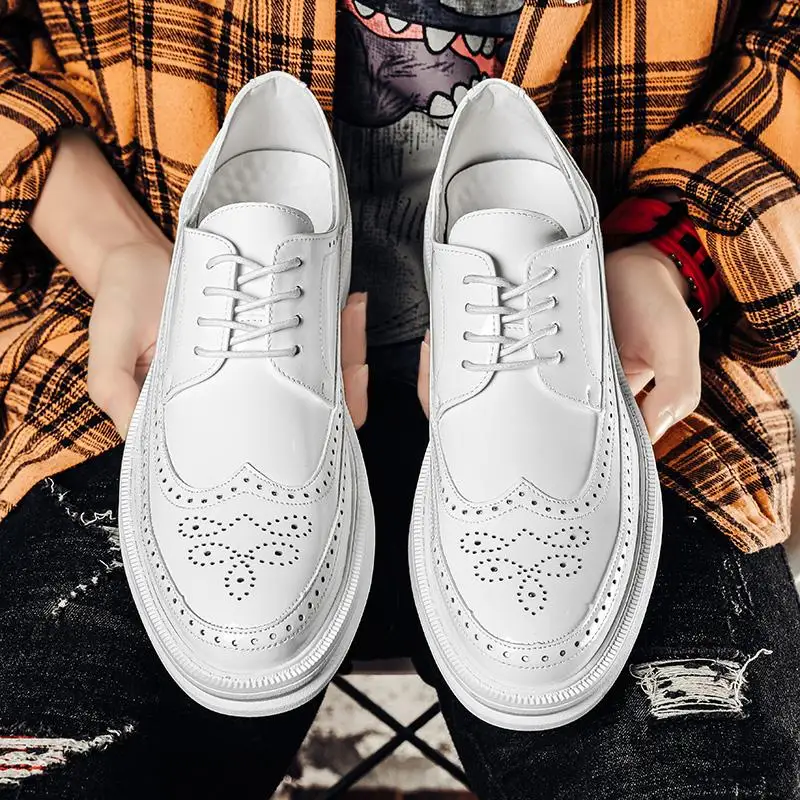 

Men Genuine Leather Shoes Wholesale Height Increasing Men Dress Shoes Leather, Black,blue,bright black
