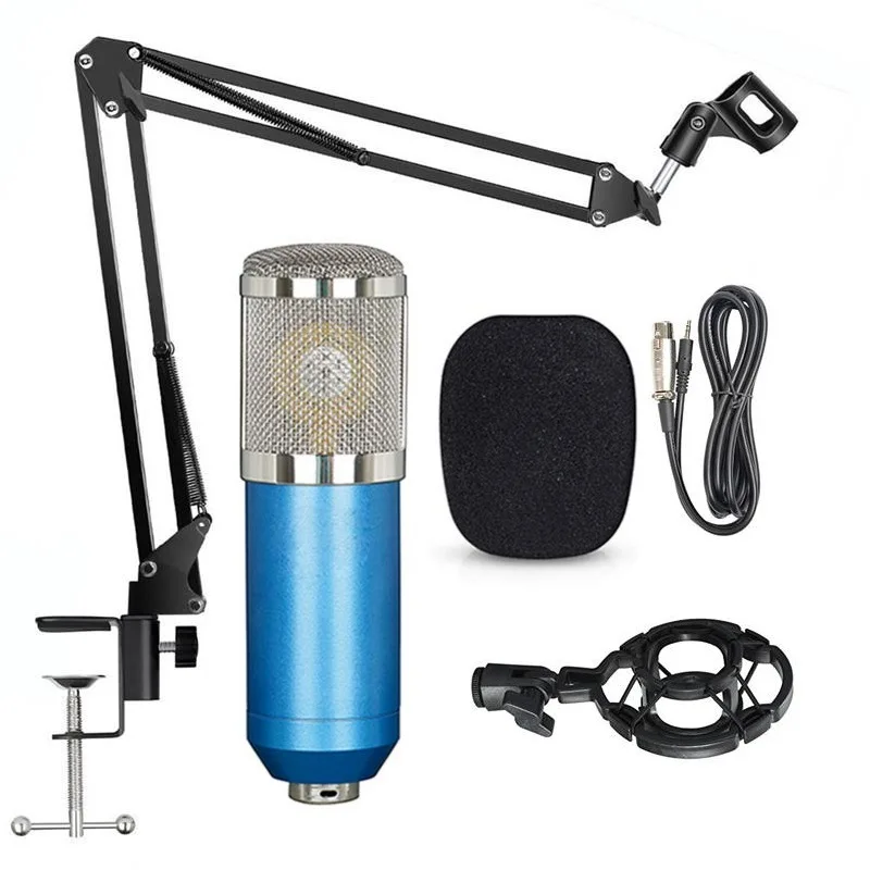 

BM-800 Green Audio Microphone Professiona Studio Condenser Sound Recording Microphone WIth Microphone Stand, Black