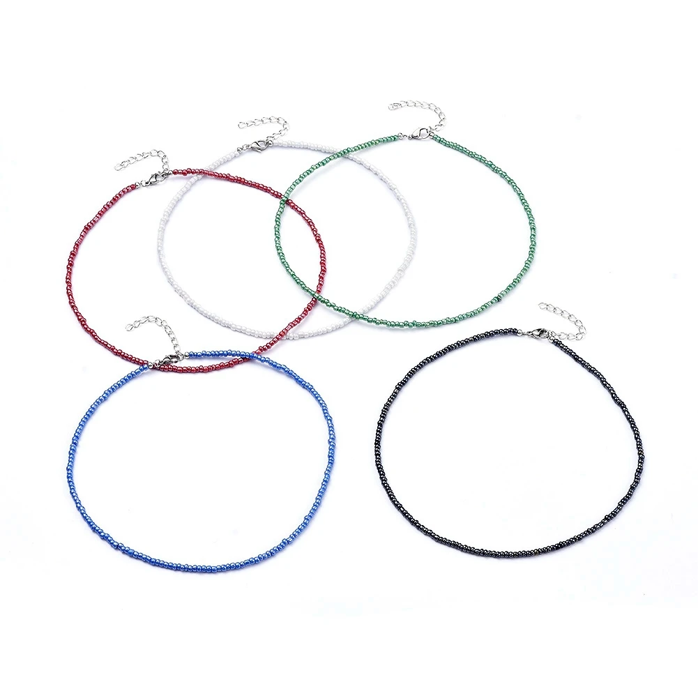 

Pandahall 304 Stainless Steel Mixed Color Glass Seed Beaded Necklaces