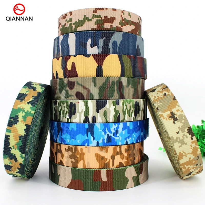 

Custom Design High Quality Thickening 38mm Wide Printing Sublimation Heat transfer Printing Camouflage Polyester Nylon Webbing