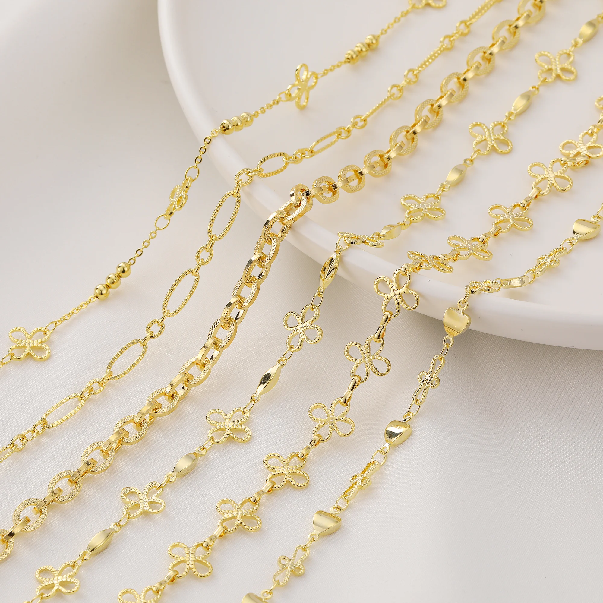 

Multi Style 14K Gold Plated Copper Chain Diy Necklace Chain Women Jewelry Making Accessories C164-3K