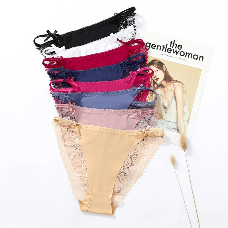 

2021 Hot Selling Ladies Ice Silk Seamless Low Waist Sexy Panty Lace Panties Underwear