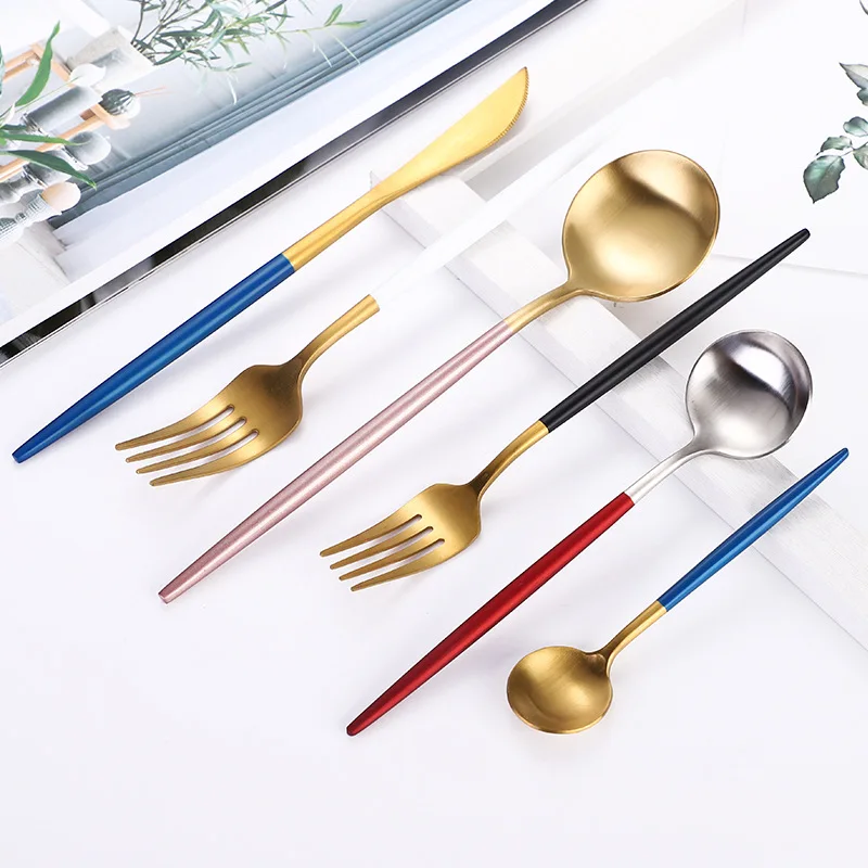 

Custom Cubiertos 18/10 Stainless Steel Silverware Flatware Gold Cutlery Set With Box