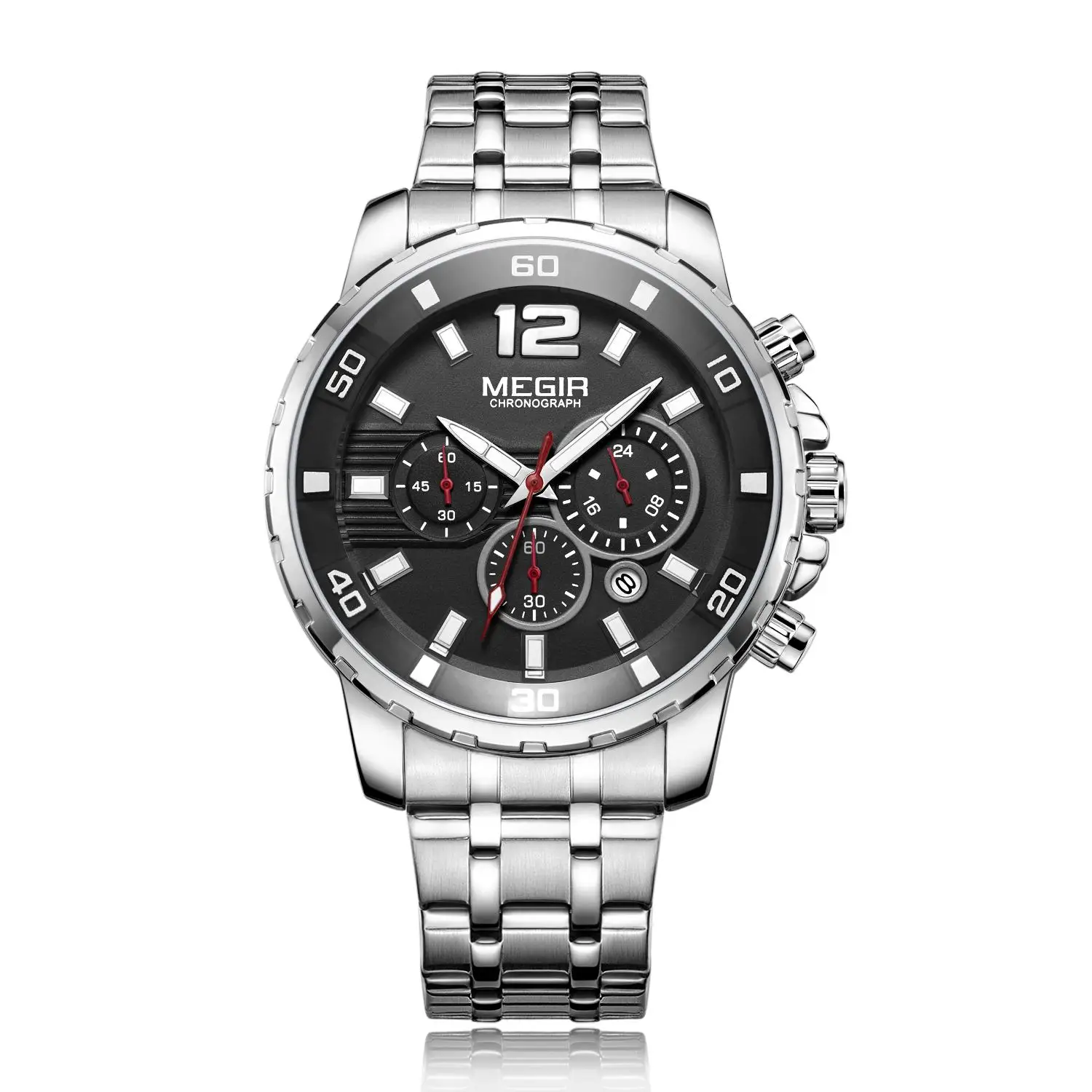 

Hot Sale Megir 2068 Stainless Steel Band Wrist Watch Waterproof Quartz Mens Watch