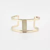 New Style Shell Effect Rectangle Stone Bangle Shiny Gold Plated bracelet Open Cuff
