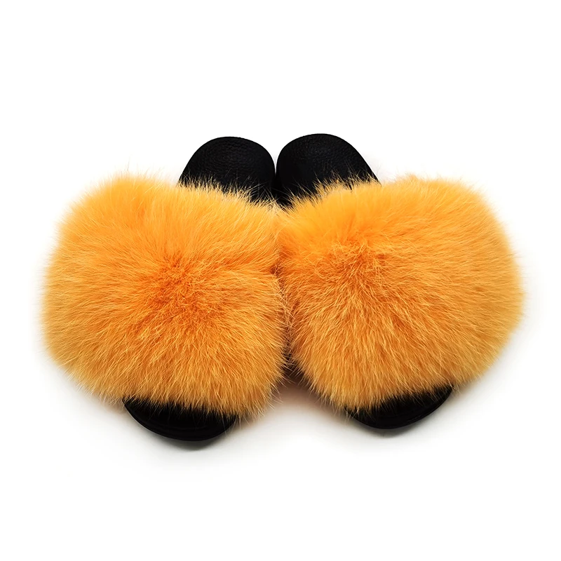 

faux fox fur sandals new eva slipper fur slide, Customized