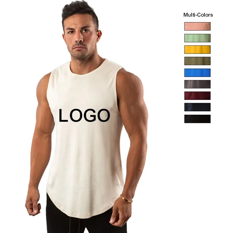 

New Design Cotton Spandex Tank Top White Mens Printing Gym Vest Men Custom Fitness Singlet Tank Top Outdoor Logo