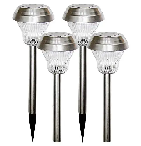 Solar Lights Outdoor Pathway Decorative Garden Light Stakes Waterproof Landscape Lighting Stake Glass Lens Stainless Steel