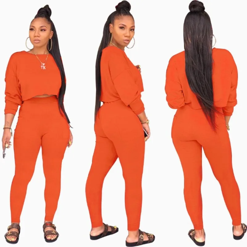 

Women clothing 2021 summer Good quality candy color long sleeve 2 piece set women two piece set women clothing