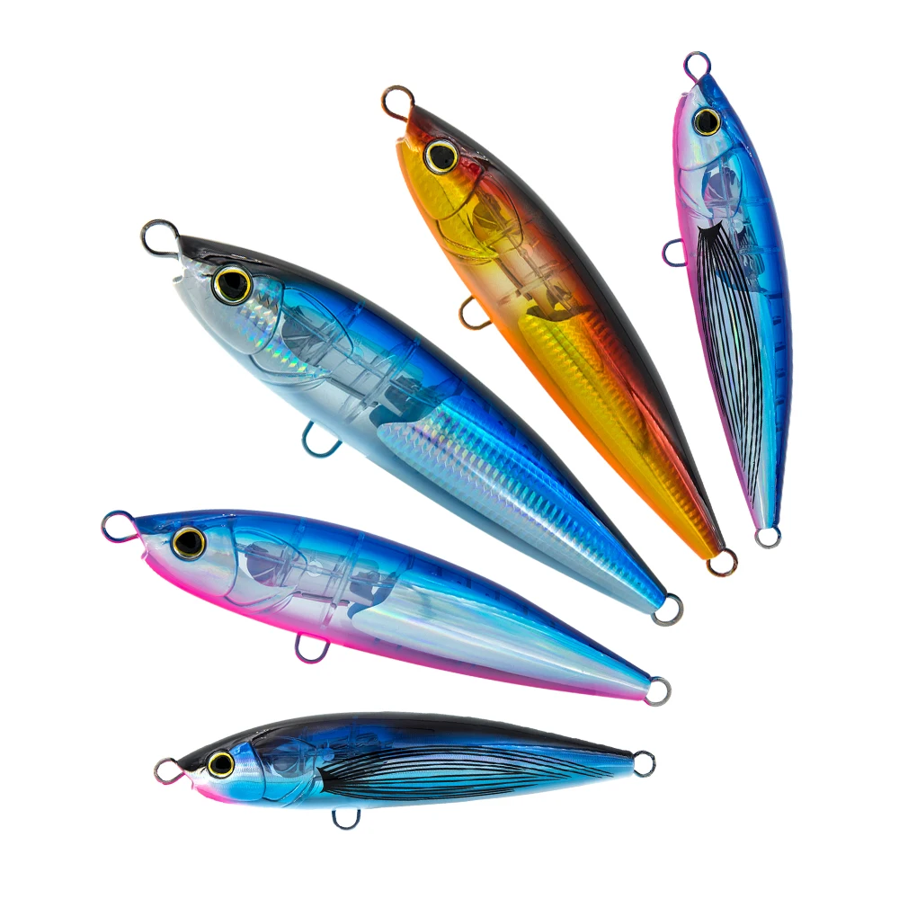 

HONOREAL 175mm 200mm big sea blaze 3d holographic eyes floating hard fishing lures top water pencil, 15 colors