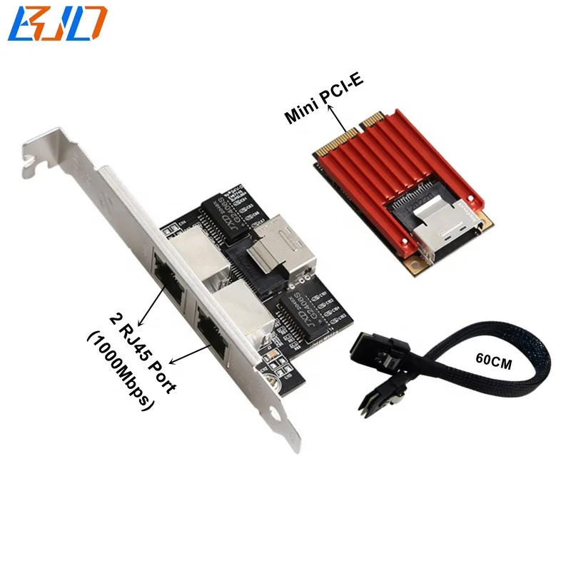 

2 Ports RJ45 to MPCIe Ethernet LAN Controller 10/100/1000Mbps Mini PCI-E Gigabit Network Card Adapter in stock, Black