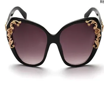 

Vintage Women Roses Flower Shape Carving Style Oversize Frame Sunglasses