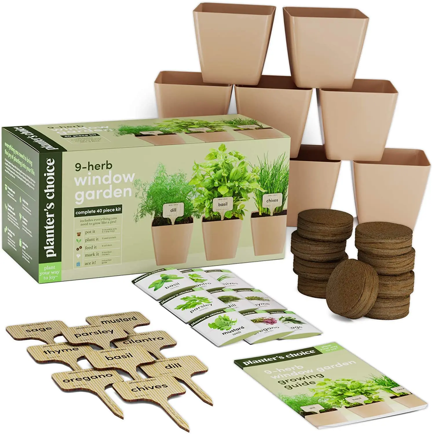 

Amazon Hot Seller Unique Gardening Gifts Indoor Organic 9 Herbs Plants Bonsai Starter Kit with Comprehensive Guide