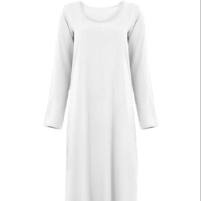

Wholesale 2022 Basic Long-sleeved Inner Dress 220 g 95% Cotton Solid Color Dress Classic All-match