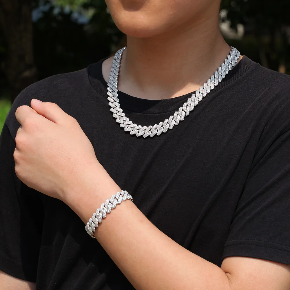 

High Quality Bling Iced Out Full Zircon miami 12mm cuban link chain vs custom