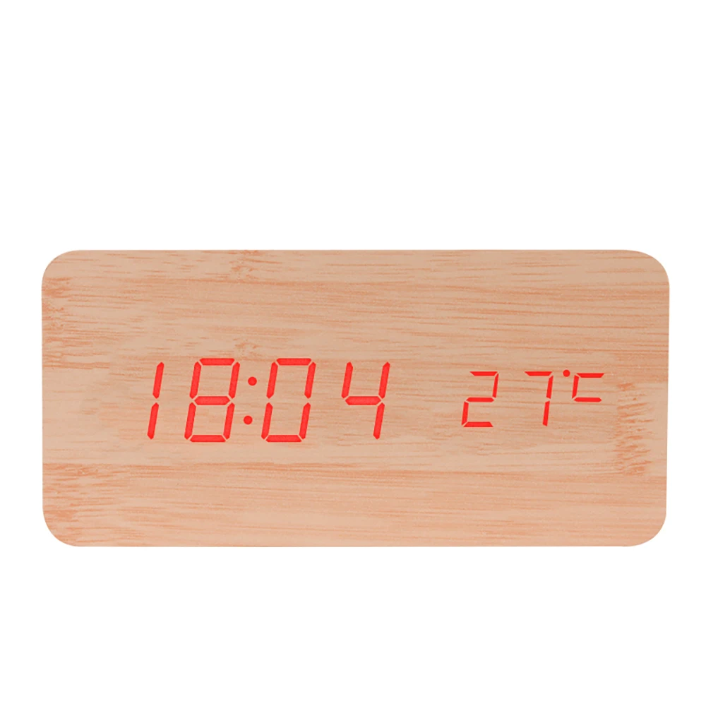 

Stocktake Sale Wooden Digital Alarm Clock with Temperature bedroom Desk Clock Home Decorative with Thermometer