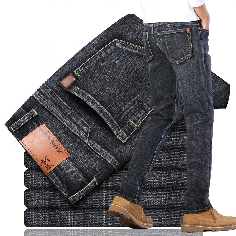 Low MOQ New Fashion High Quality Wholesale Straight Business Casual Stretch Plus Size Men's Jeans