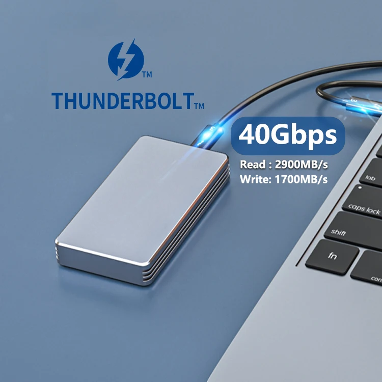 

Thunderbolt 3 CNC Aluminum NVMe M.2 1.8'' SSD Card Case External HDD Enclosure for Mac Book Pro