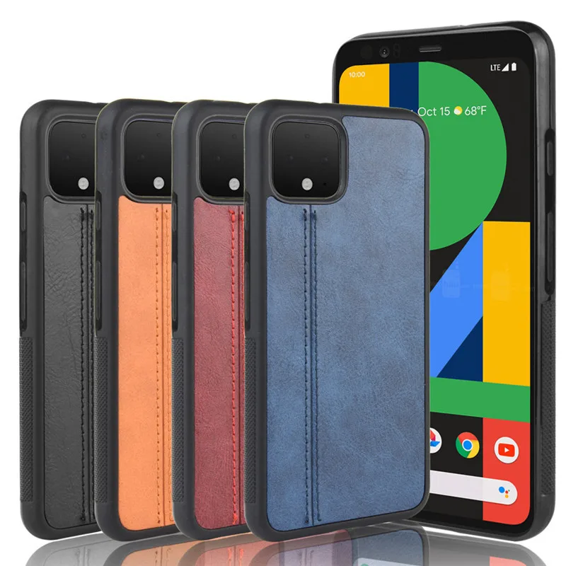 

For Google Pixel 3 3XL 3A 6 Pro Luxury Calfskin PU Leather lines Hard Back Cover Case For Google Pixel 4 4XL 4A 5 5A Phone Cases, 4 colors