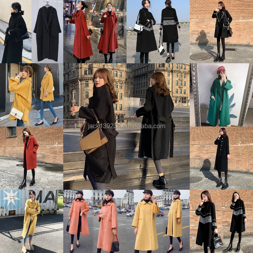 

2022 High quality Wool Coat Winter Elegant Women Brown Tie Waist Long Waterfall Wool Coat