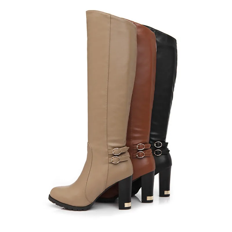 

Women Fashion Knee Sexy High Heel Winter Snow Boots Footwear Fur Warm Knight Boots, Black/khaki/brown