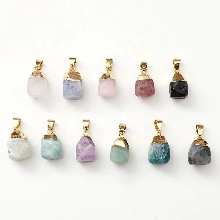 12 Color 12 Month Natural Crystal Stone Pendant Necklace for Women Gemstone Birthstone Charm Quartz Pendant Necklace Jewelry