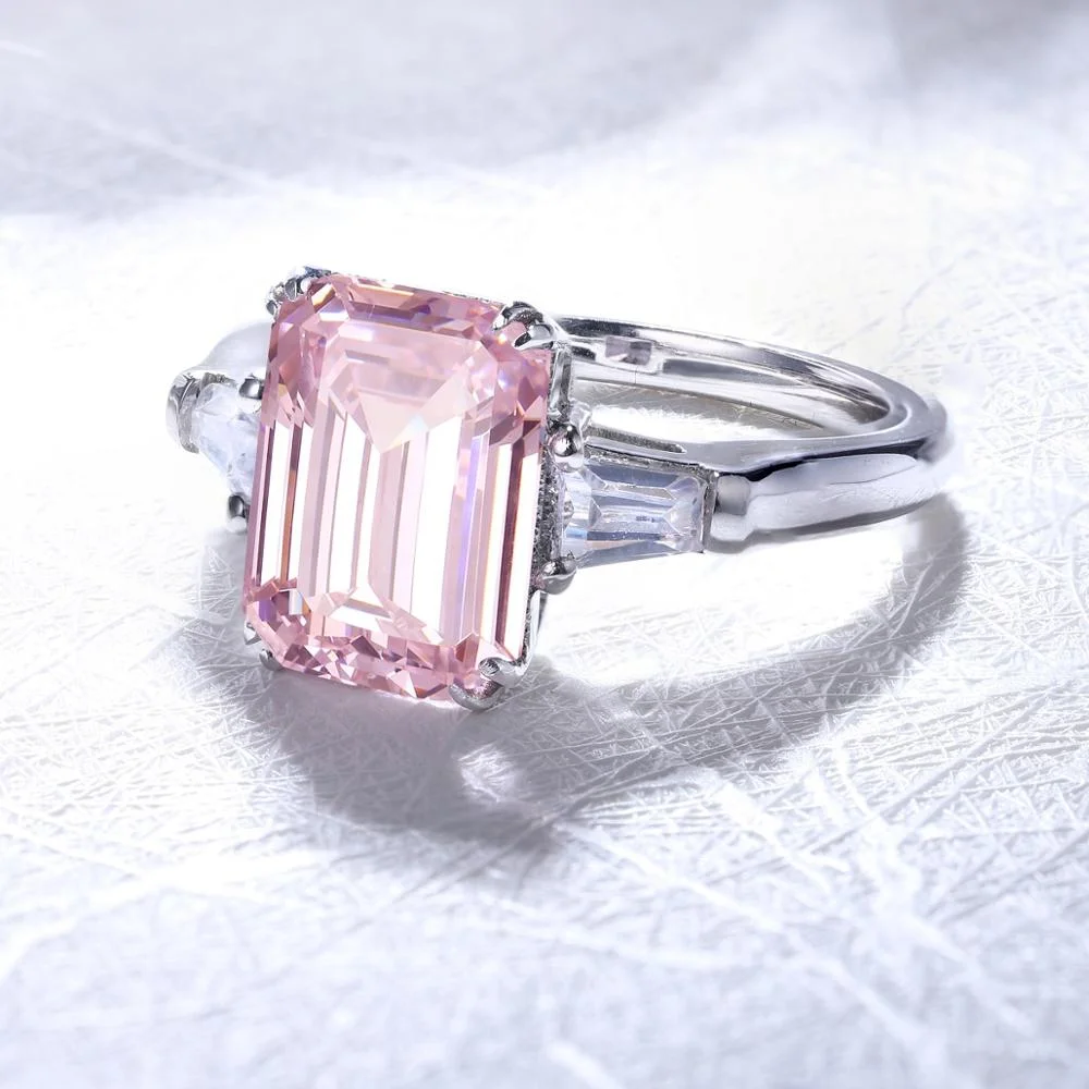 

2021 10.0ct simulated diamond High quality Jewelry Real gold simulated diamond Ring jewelry in 925 sterling silve, Yellow, pink, white, blue