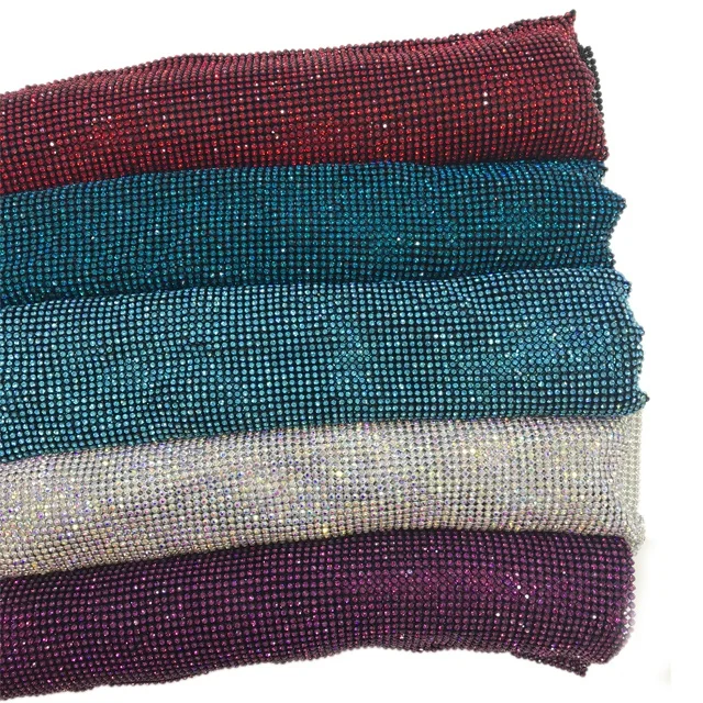 
120*45cm no glue Aluminum setting SS8 crystal mesh sheet rhinestone mesh trimming for garment shoes bags etc 