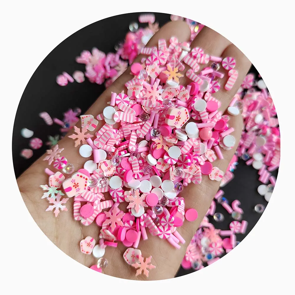 Wholesale Custom Polymer Clay Sprinkles Christmas Pink Theme