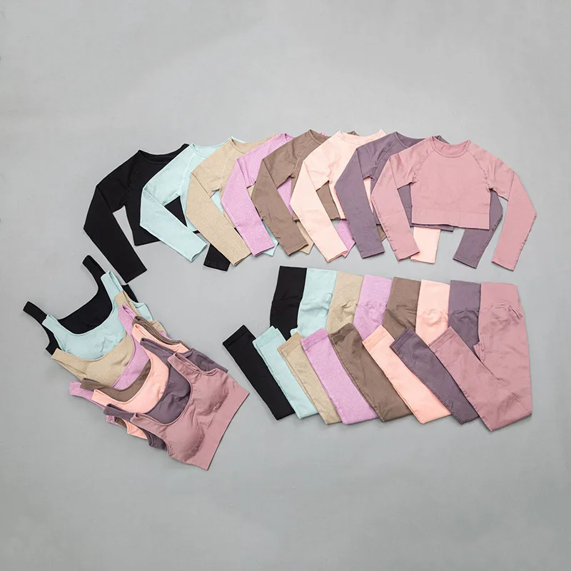 

3Pcs Seamless Wholesale Gym Women Sportswear Female Workout Yoga Apparel Sport Clothes Training Yoga Suit Fitness Clothing