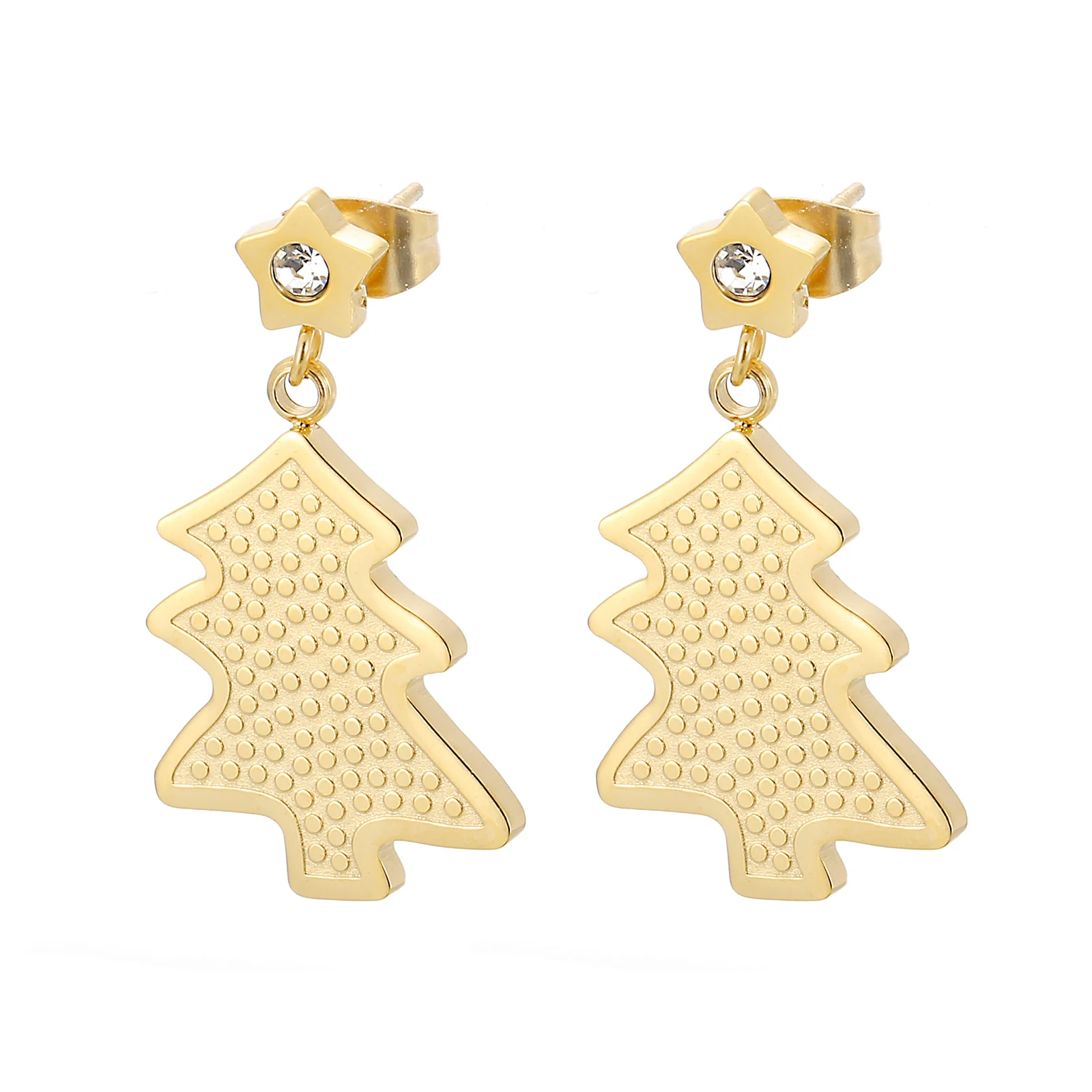 

Europe and America style earrings inlaid rhinestone stainless steel Tree shape earrings women jewelry, Silver/gold