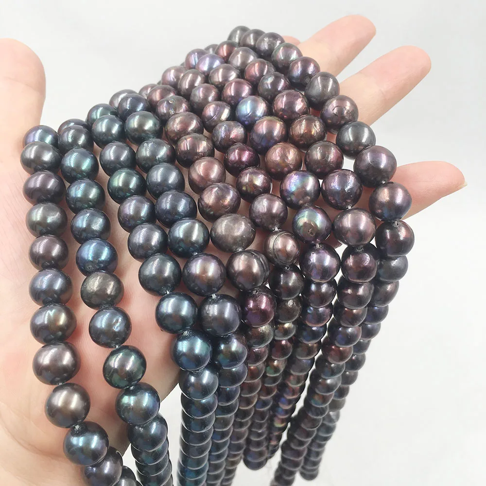 

wholesale price ,16 inch 9-10 mm black near round loose freshwater pearl in strand,septum beads DIY jewelry findings making