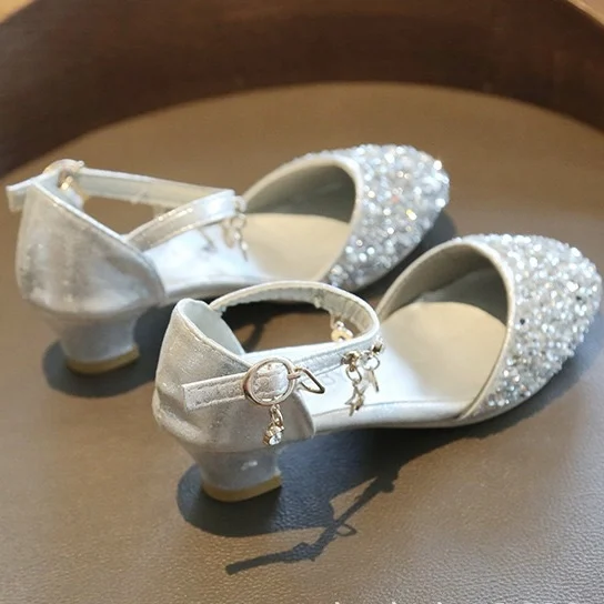

spring and summer new trendy kids sandals high-heel 3cm crystal shoes fashion girls princess shoes children