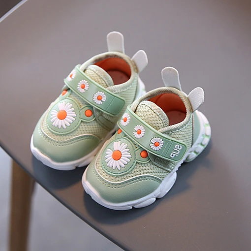 

Fashion solid mesh simple design with flower sport walking shoes baby shoes unisex, Pink/green/orange