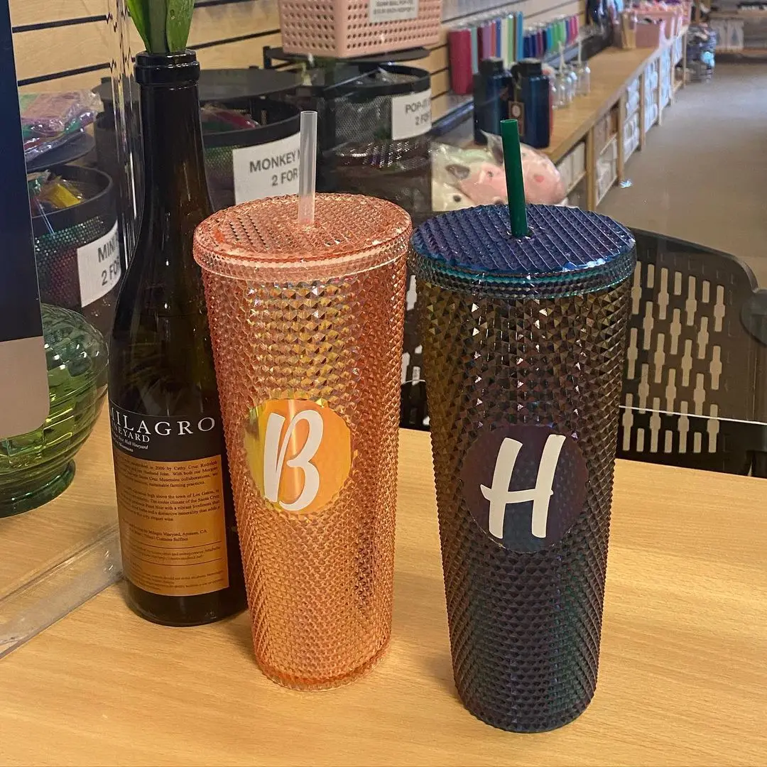 

Navy blue rainbow pink no logo area 24oz 2021 with straw cups matte black studded tumbler, Various