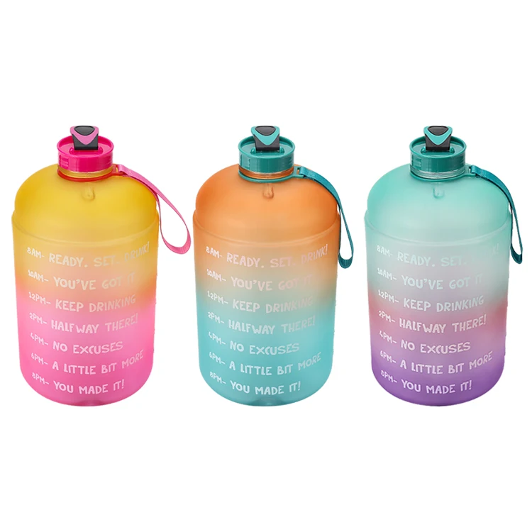 

3.78L Large Capacity Water Bottle PETG Plastic remind Time Marker Fitness for Outdoor sport GYM custom LOGO packing 112, Customized color