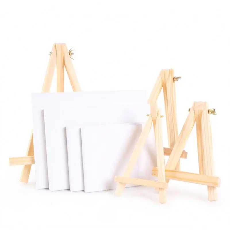 

Wood easel stand TOL4n sketched easel, Log color easel + white picture frame