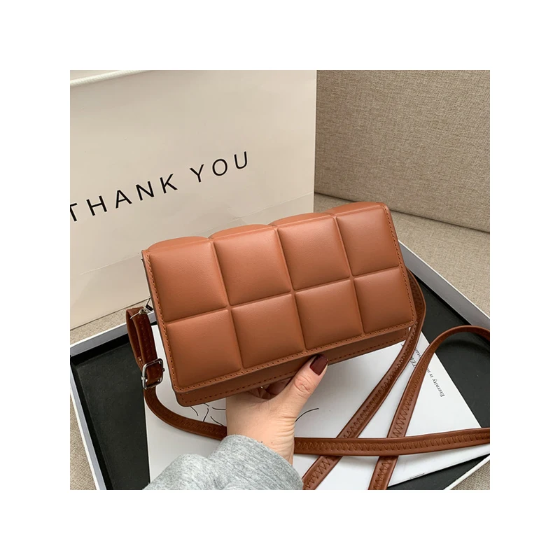 

Women Ladies Chocolate Lattice Solid Color Pu Leather Purse Quilted Crossbody Designer Inspired Bags