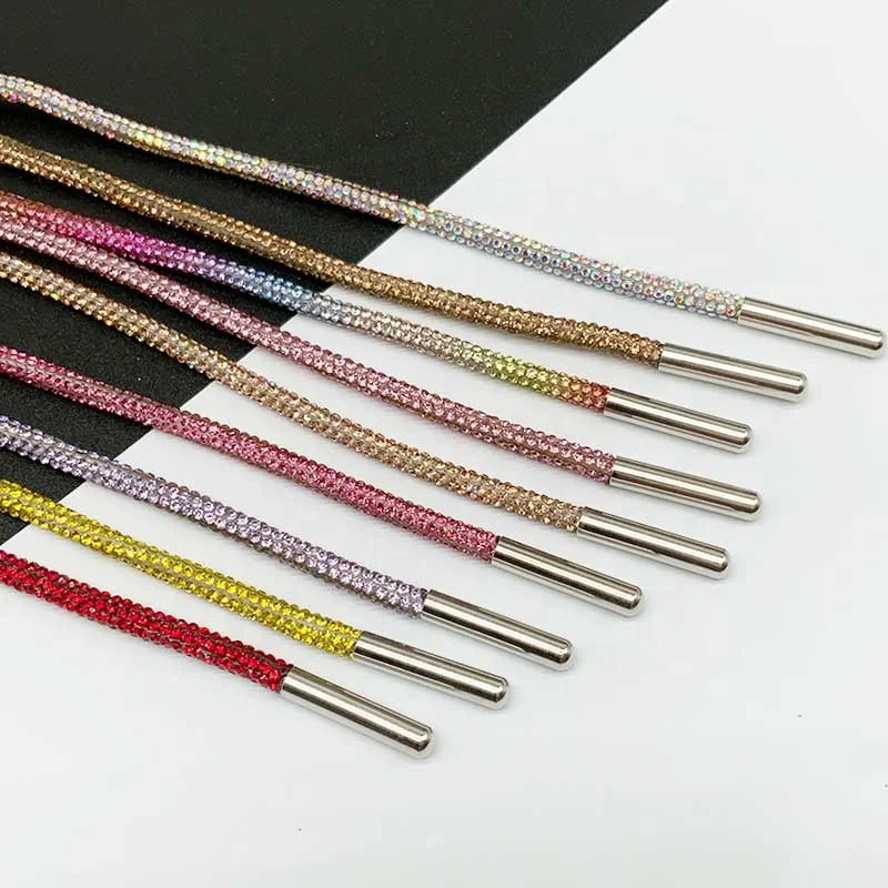 

2021 Dircet sale Drawstring Cord Rhinestone shoe string rhinestone tube rope with hole for rhinestone rope shoelace, Crystal