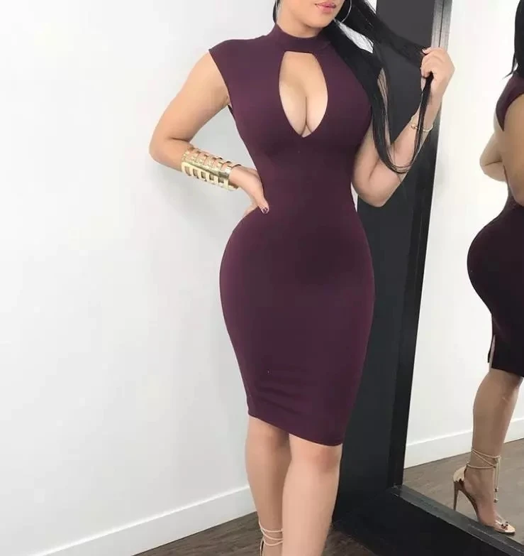 

Women Bodycon Dress Hollow Out sleeveless backless dress