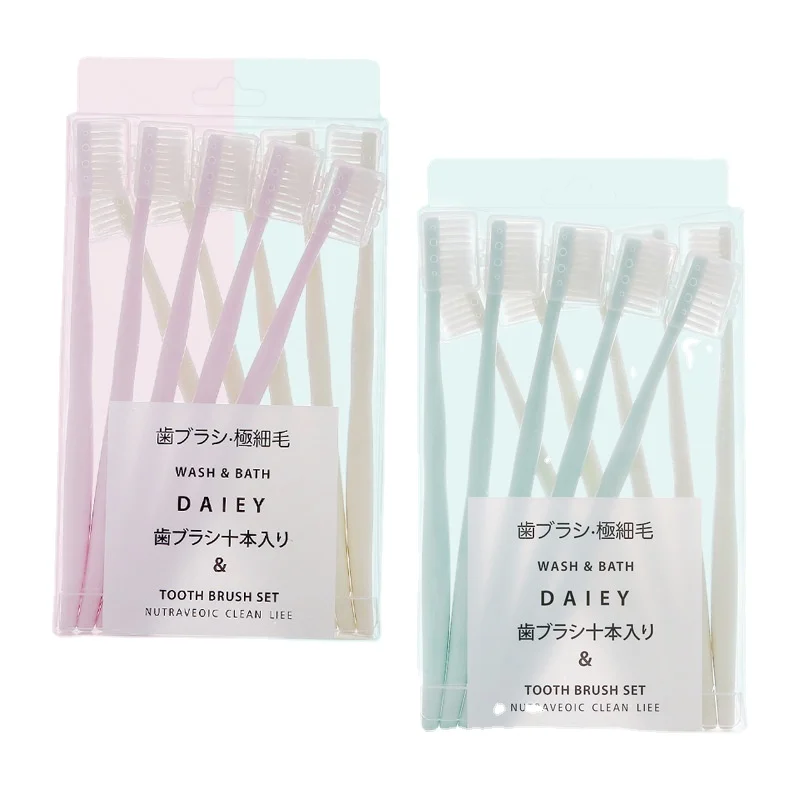 

Japanese-style macaroon 10 adult toothbrushes with small head, soft hair and sheath combination family suit