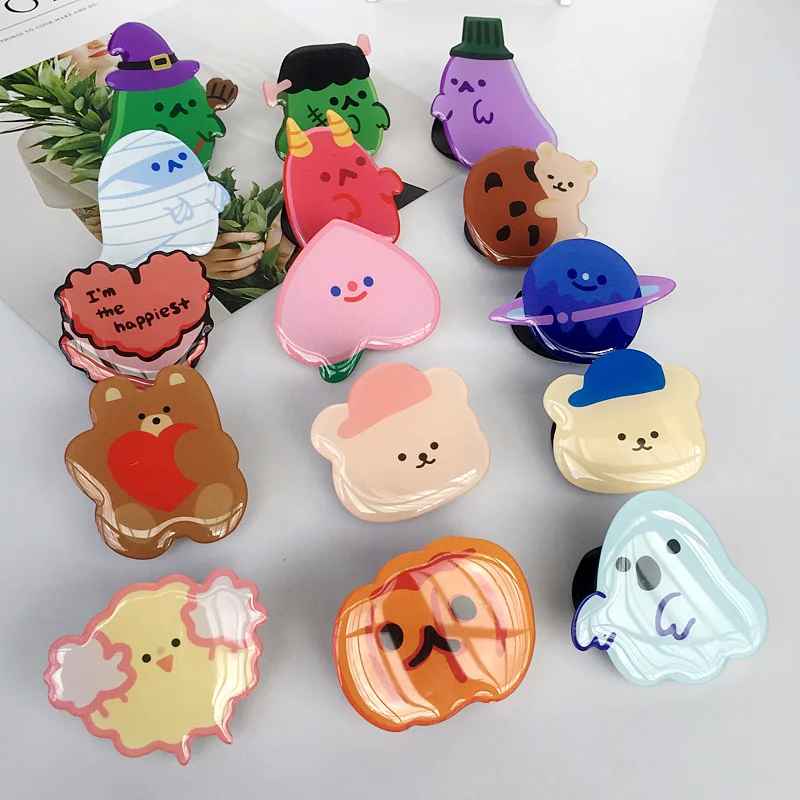 

3D Cartoon Animal Halloween Ghost Pumpkin Cute Cell Phone Folding Stand Acrylic Epoxy Holder Customize